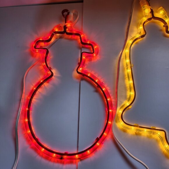 Christmas Rope Tube Lights Set of 4 Candy Cane Bell Snowman Christmas Stocking - Picture 11 of 16